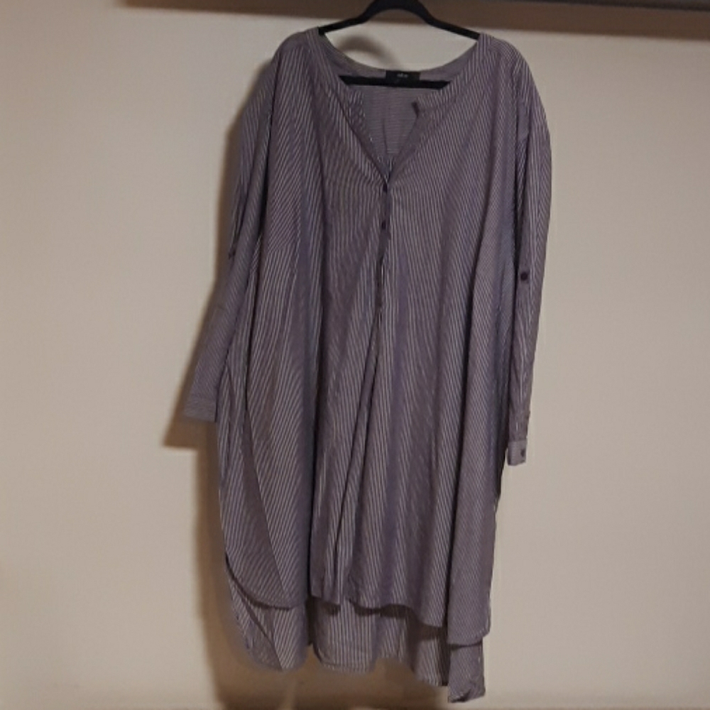 Ellos, 5X, dusty purple/white, striped hi-lo tunic
